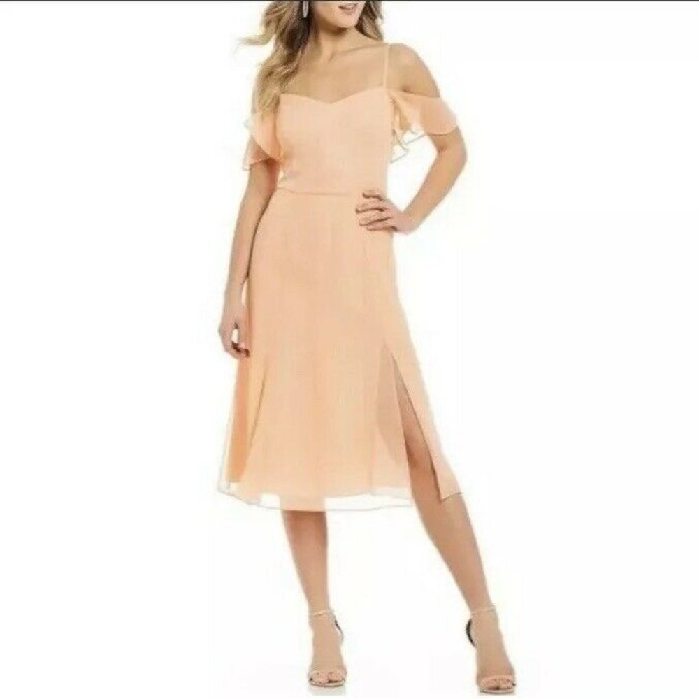 Halston Cold-shoulder Mid Dress